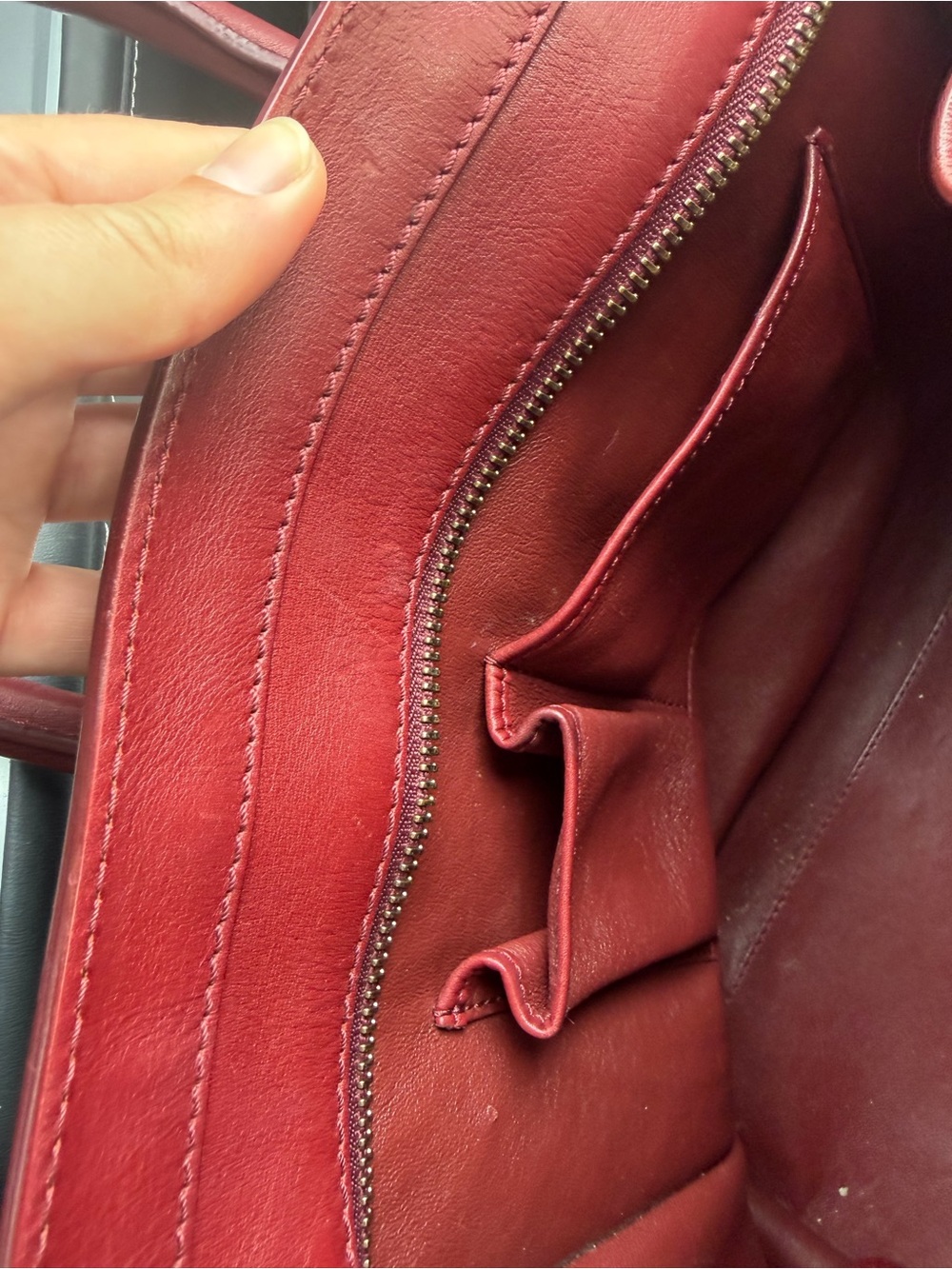 Celine Red Leather Top-Handle Tote - Picture 10 of 11